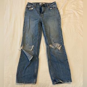 Abercrombie & Fitch Blue Ankle Straight Ultra High Rise Jeans